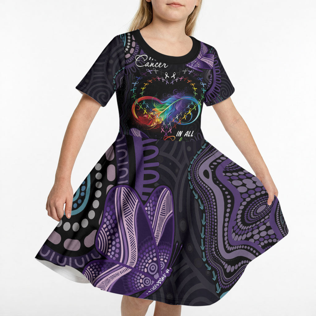 Australia Aboriginal Dot Arts Personalized Kid Short Sleeve Dress Fight Cancer In All Colors