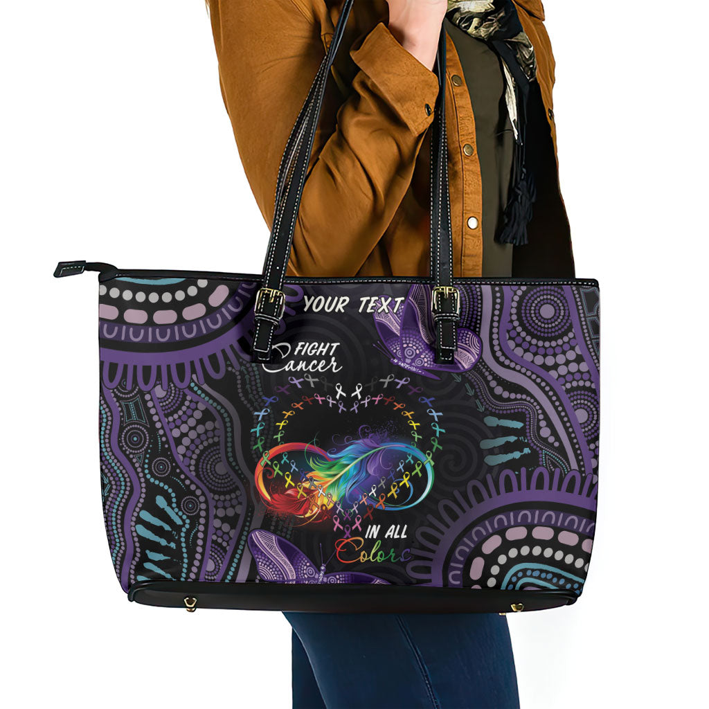 Australia Aboriginal Dot Arts Personalized Leather Tote Bag Fight Cancer In All Colors