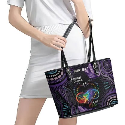 Australia Aboriginal Dot Arts Personalized Leather Tote Bag Fight Cancer In All Colors