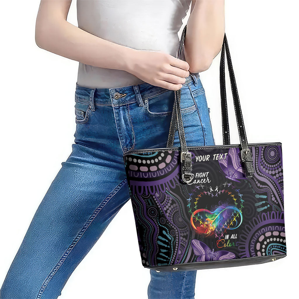 Australia Aboriginal Dot Arts Personalized Leather Tote Bag Fight Cancer In All Colors
