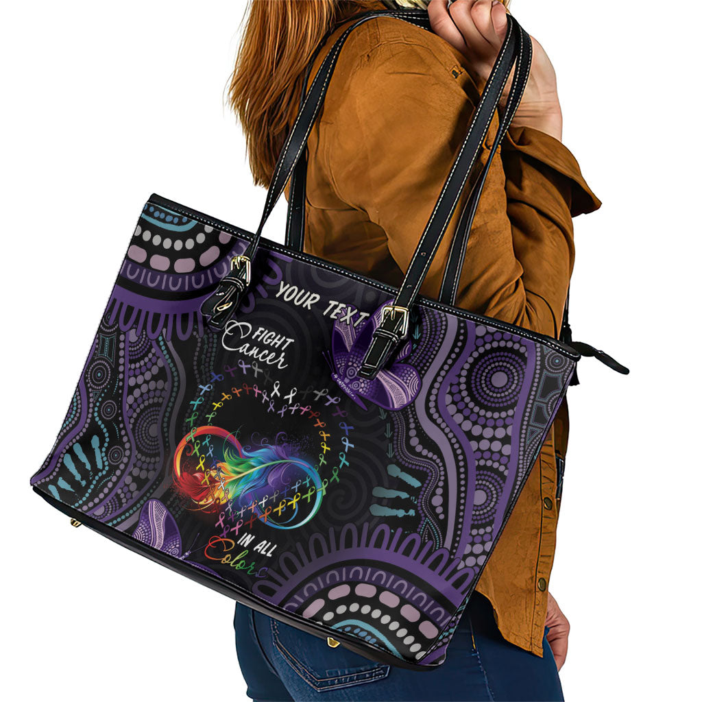 Australia Aboriginal Dot Arts Personalized Leather Tote Bag Fight Cancer In All Colors