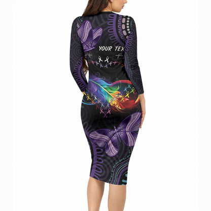 Australia Aboriginal Dot Arts Personalized Long Sleeve Bodycon Dress Fight Cancer In All Colors