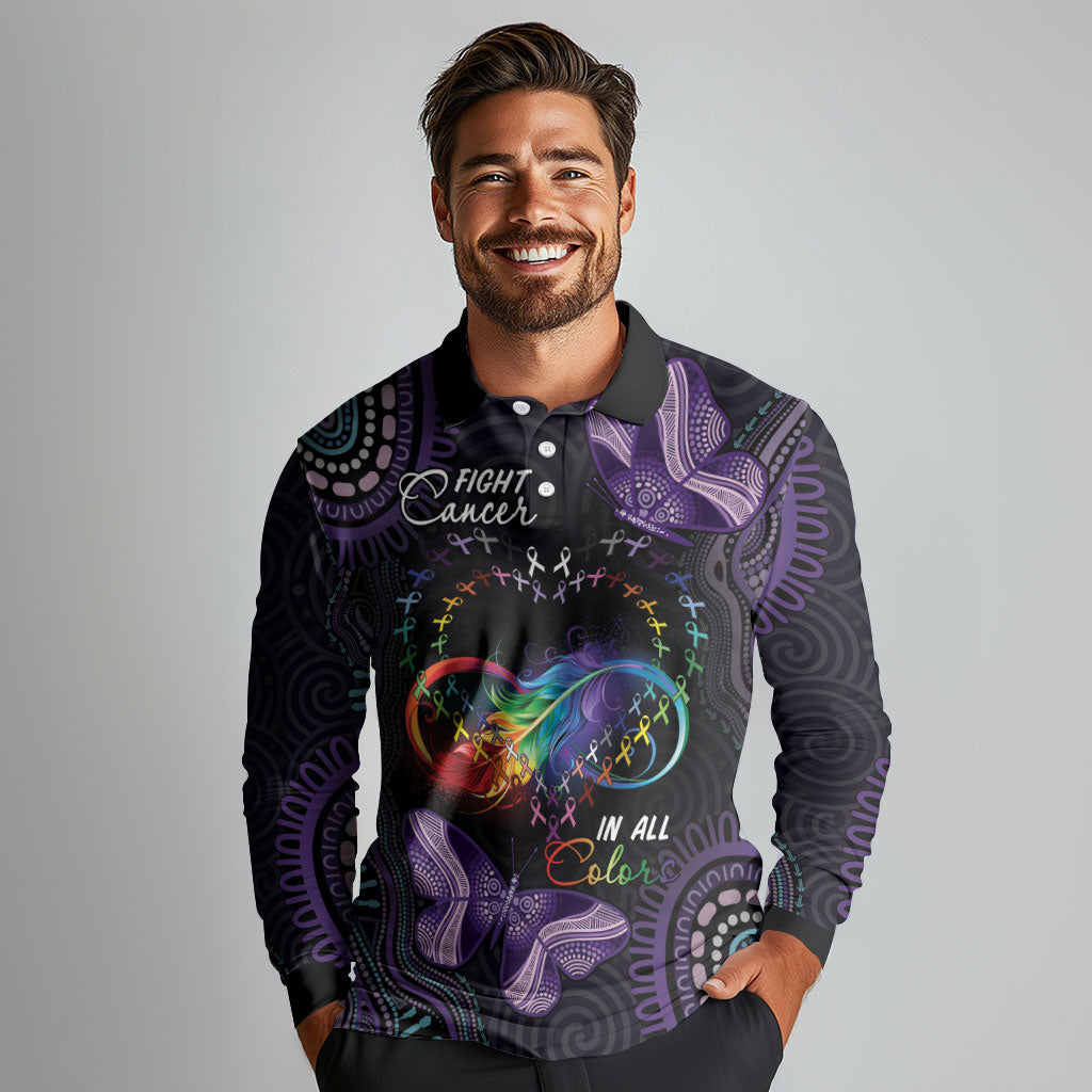 Australia Aboriginal Dot Arts Personalized Long Sleeve Polo Shirt Fight Cancer In All Colors