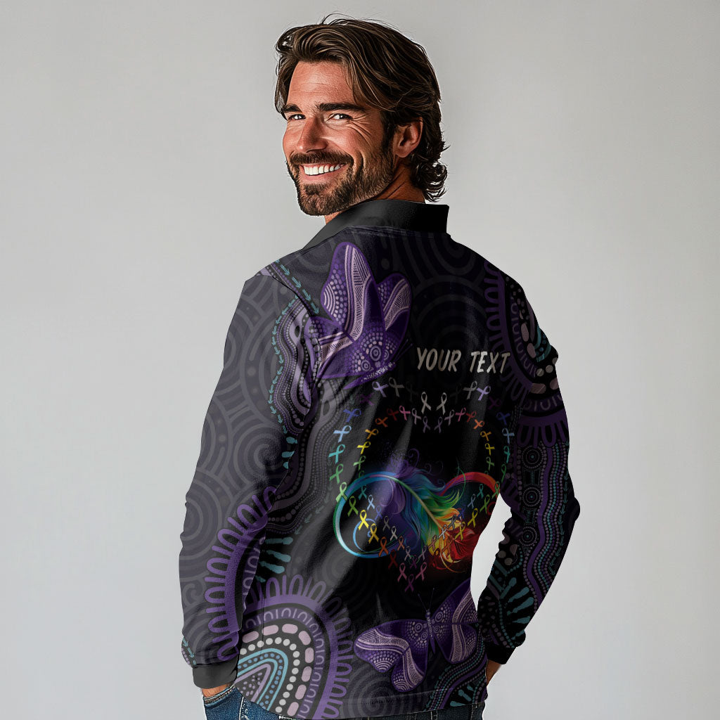 Australia Aboriginal Dot Arts Personalized Long Sleeve Polo Shirt Fight Cancer In All Colors
