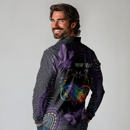 Australia Aboriginal Dot Arts Personalized Long Sleeve Polo Shirt Fight Cancer In All Colors