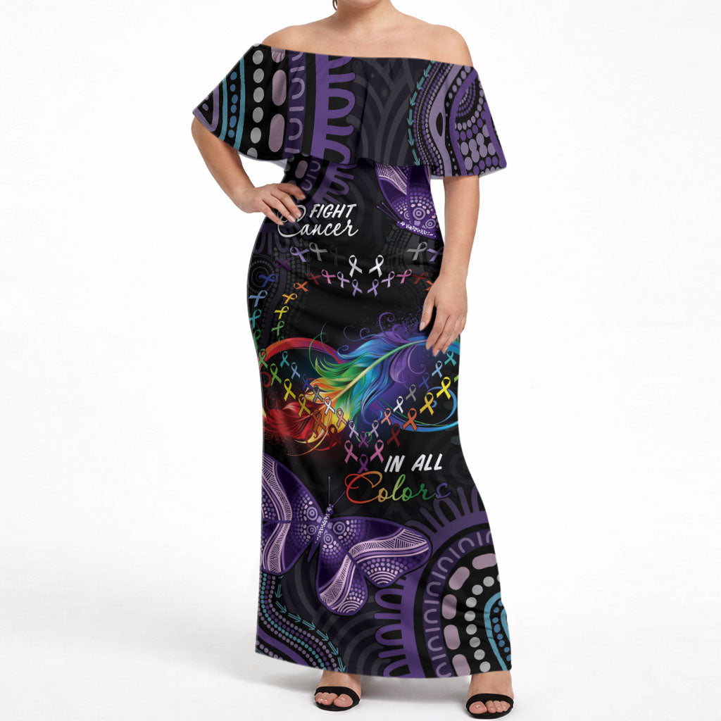 Australia Aboriginal Dot Arts Personalized Off Shoulder Maxi Dress Fight Cancer In All Colors