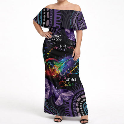 Australia Aboriginal Dot Arts Personalized Off Shoulder Maxi Dress Fight Cancer In All Colors