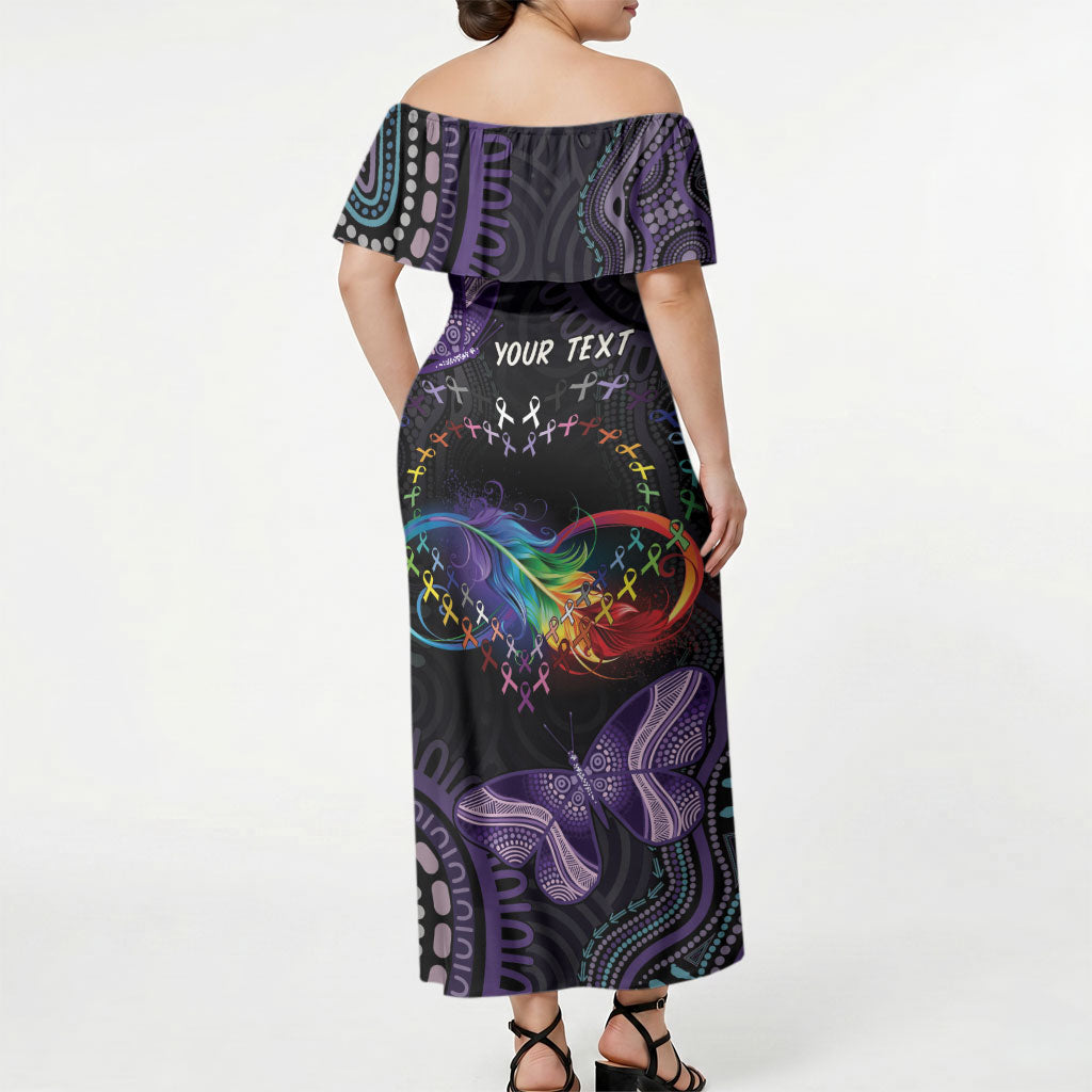 Australia Aboriginal Dot Arts Personalized Off Shoulder Maxi Dress Fight Cancer In All Colors