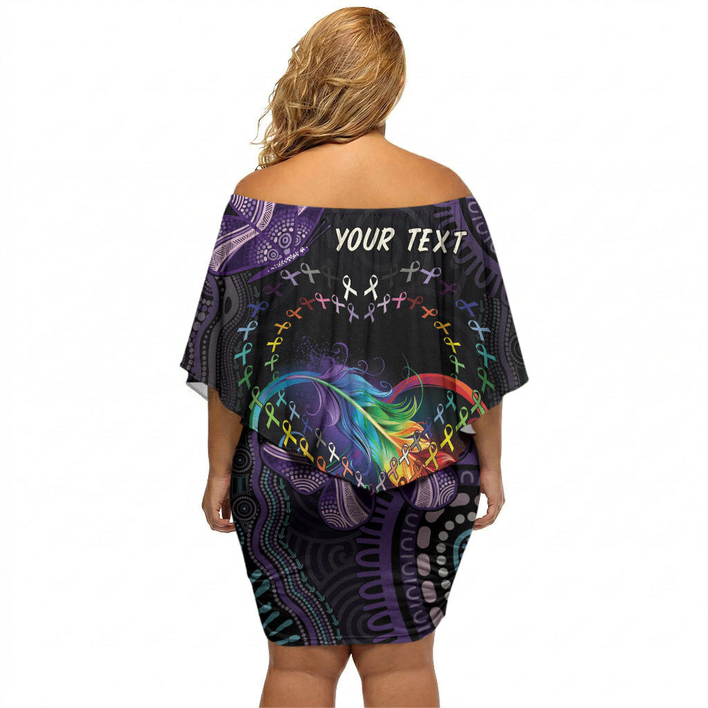 Australia Aboriginal Dot Arts Personalized Off Shoulder Short Dress Fight Cancer In All Colors
