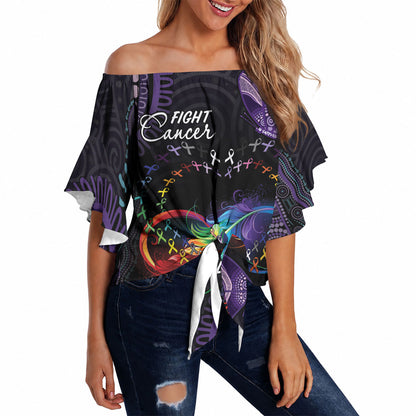 Australia Aboriginal Dot Arts Personalized Off Shoulder Wrap Waist Top Fight Cancer In All Colors