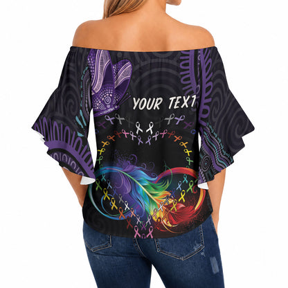 Australia Aboriginal Dot Arts Personalized Off Shoulder Wrap Waist Top Fight Cancer In All Colors