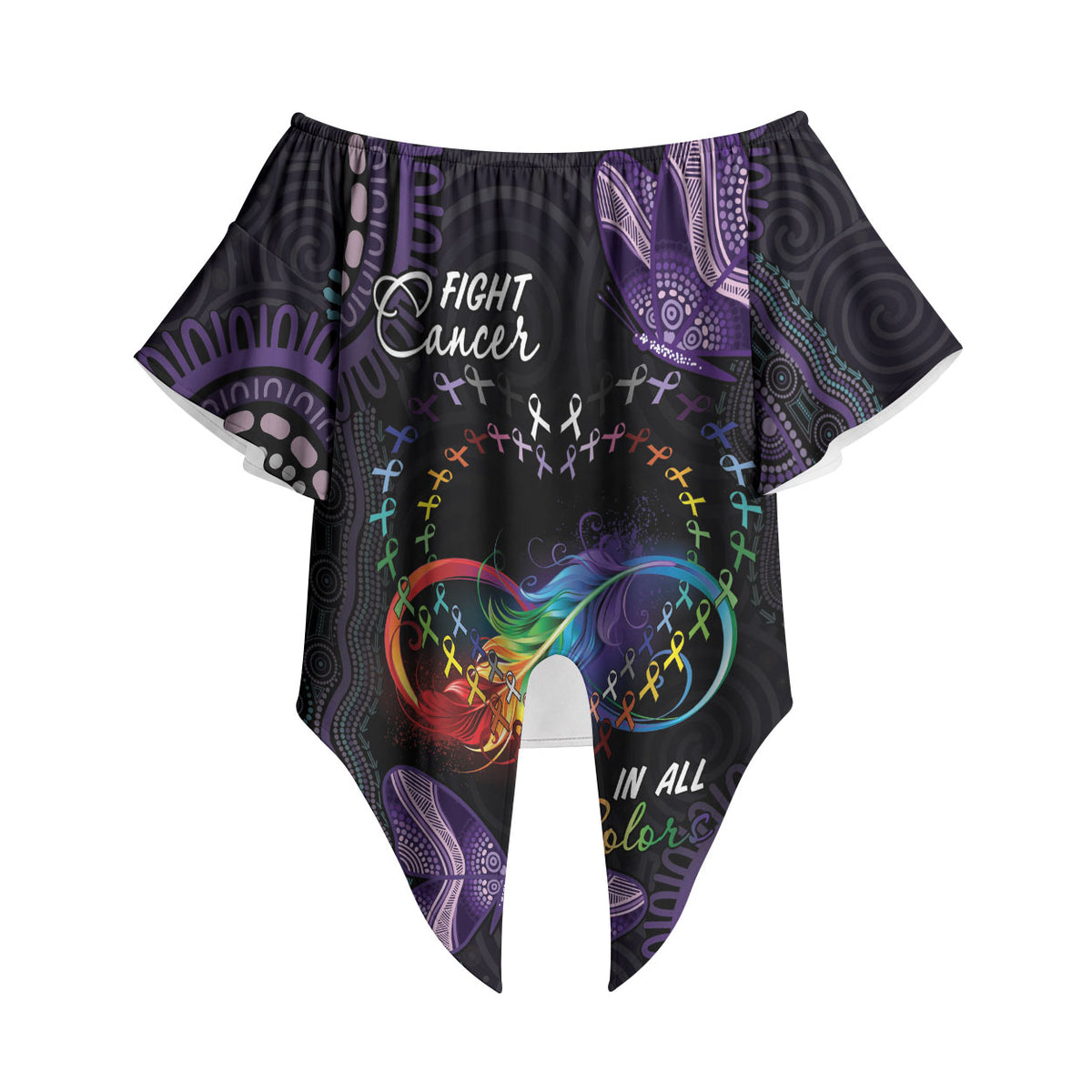 Australia Aboriginal Dot Arts Personalized Off Shoulder Wrap Waist Top Fight Cancer In All Colors