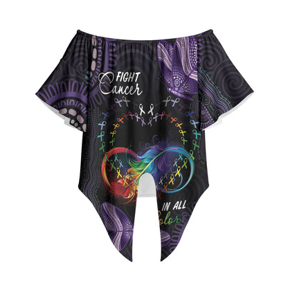 Australia Aboriginal Dot Arts Personalized Off Shoulder Wrap Waist Top Fight Cancer In All Colors