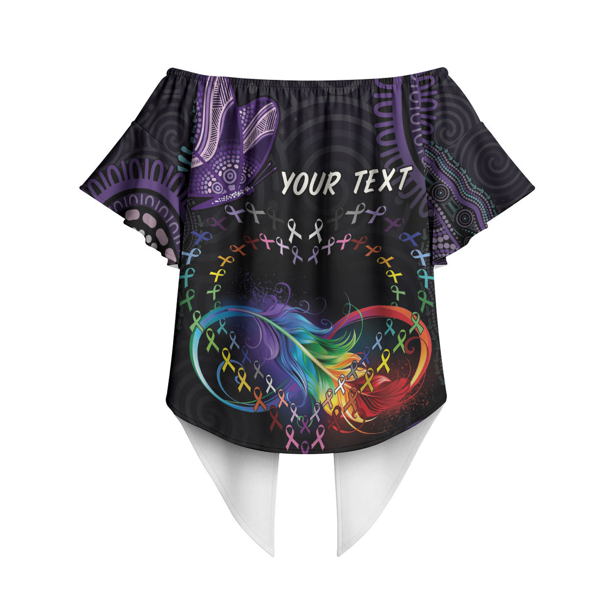 Australia Aboriginal Dot Arts Personalized Off Shoulder Wrap Waist Top Fight Cancer In All Colors