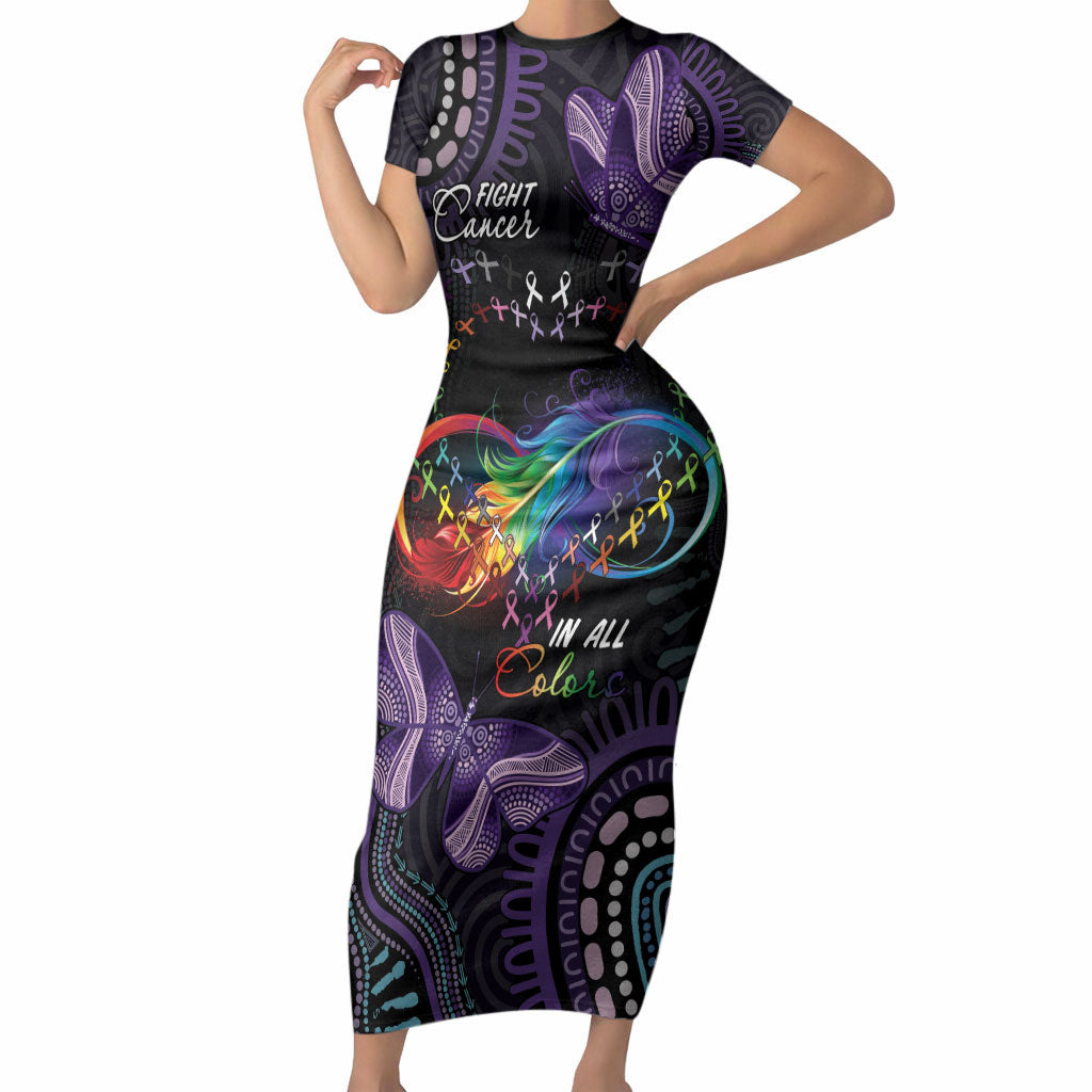 Australia Aboriginal Dot Arts Personalized Short Sleeve Bodycon Dress Fight Cancer In All Colors