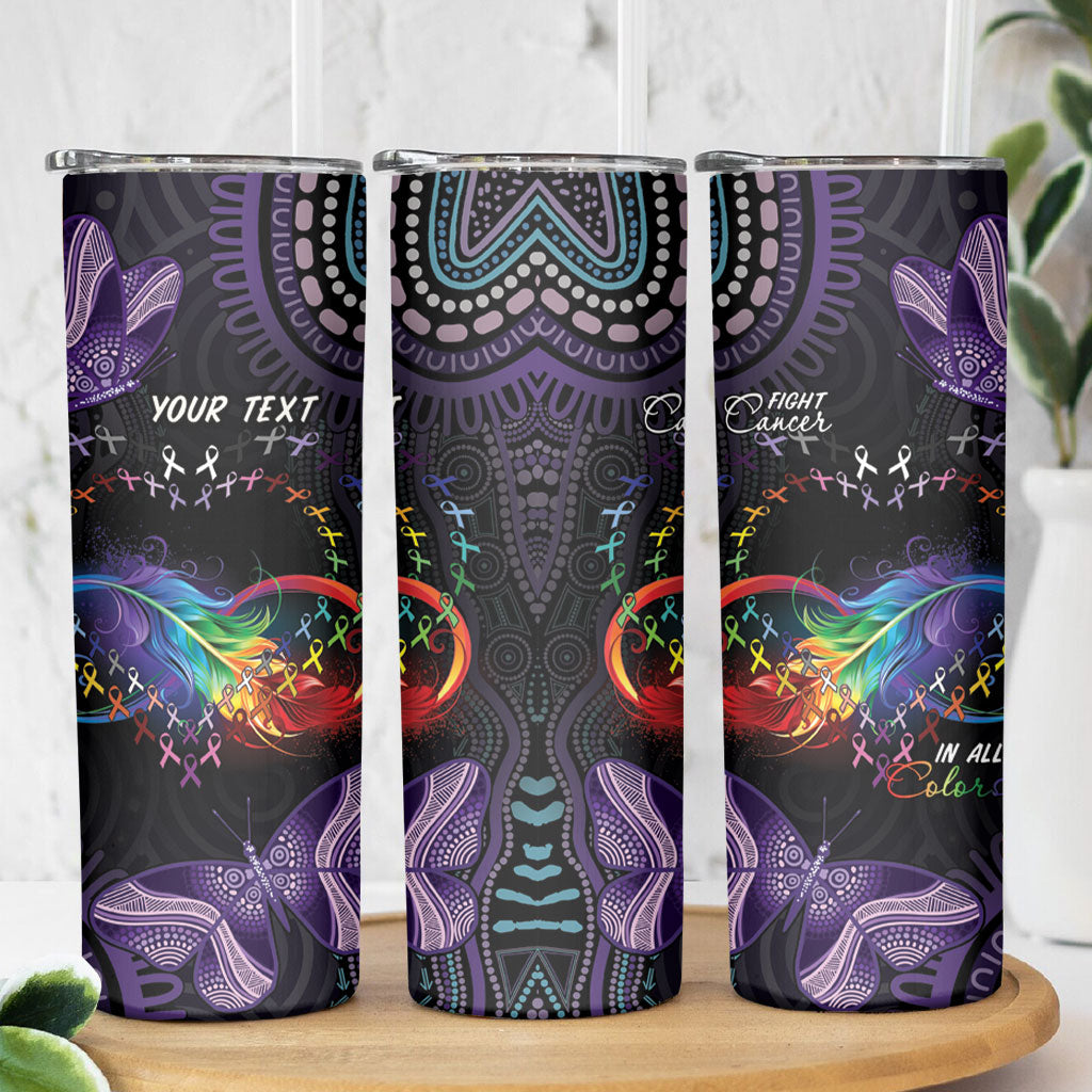 Australia Aboriginal Dot Arts Personalized Skinny Tumbler Fight Cancer In All Colors