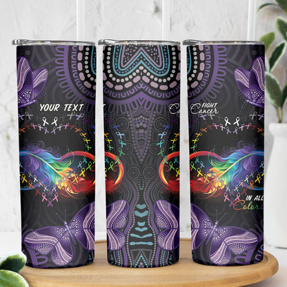 Australia Aboriginal Dot Arts Personalized Skinny Tumbler Fight Cancer In All Colors