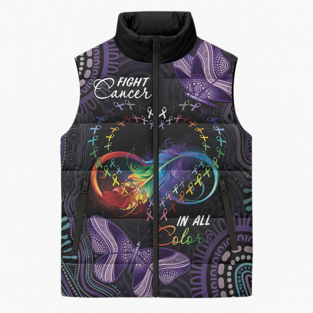 Australia Aboriginal Dot Arts Personalized Sleeveless Puffer Jacket Fight Cancer In All Colors