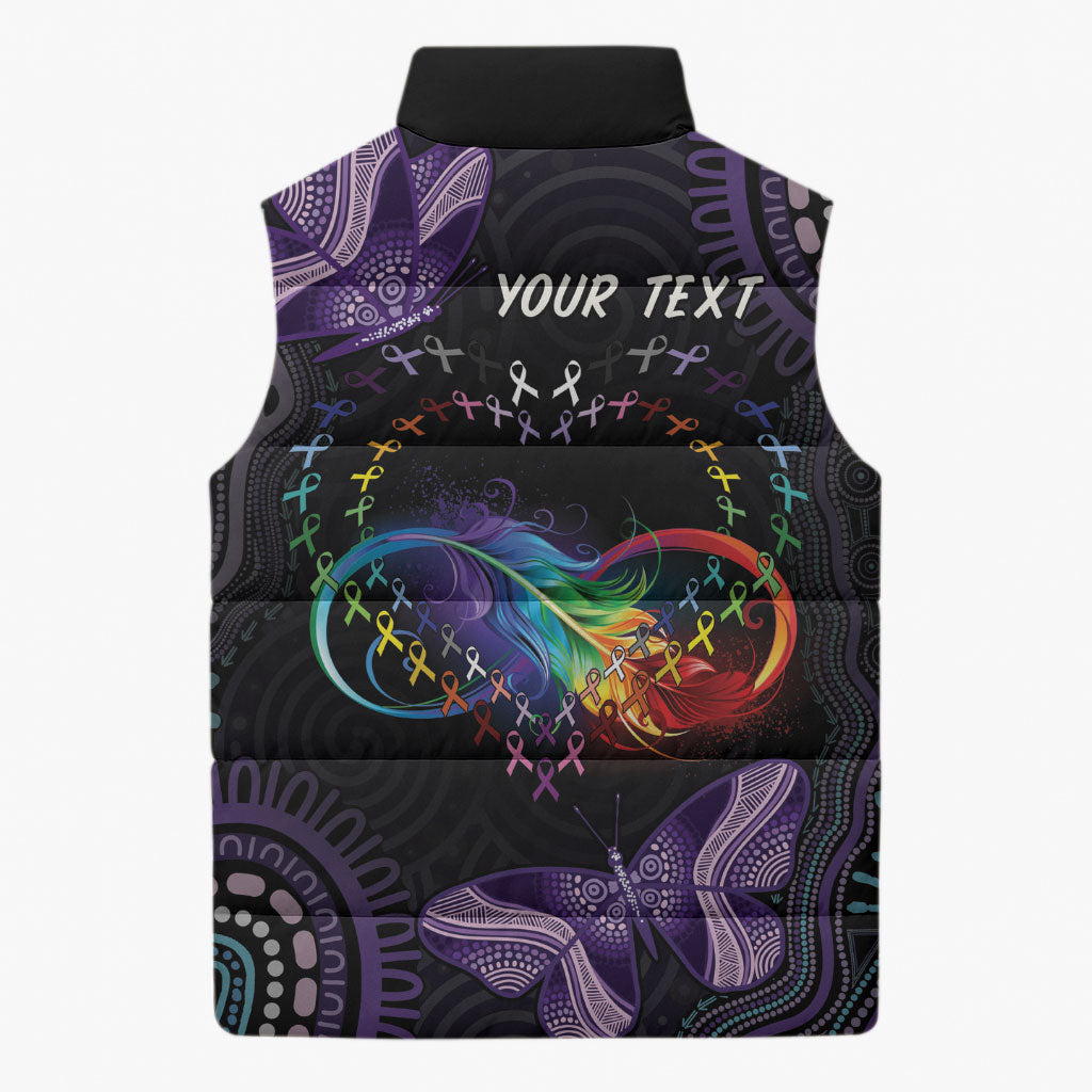 Australia Aboriginal Dot Arts Personalized Sleeveless Puffer Jacket Fight Cancer In All Colors