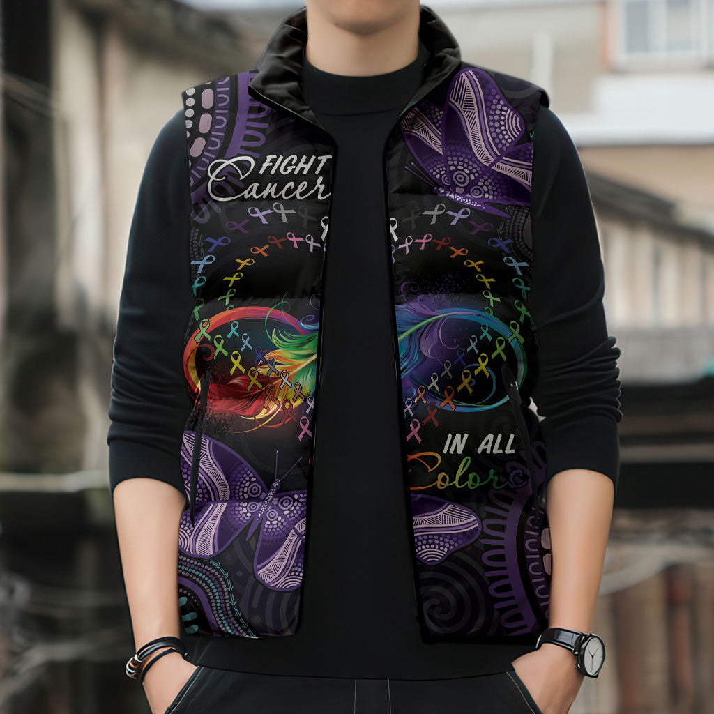 Australia Aboriginal Dot Arts Personalized Sleeveless Puffer Jacket Fight Cancer In All Colors