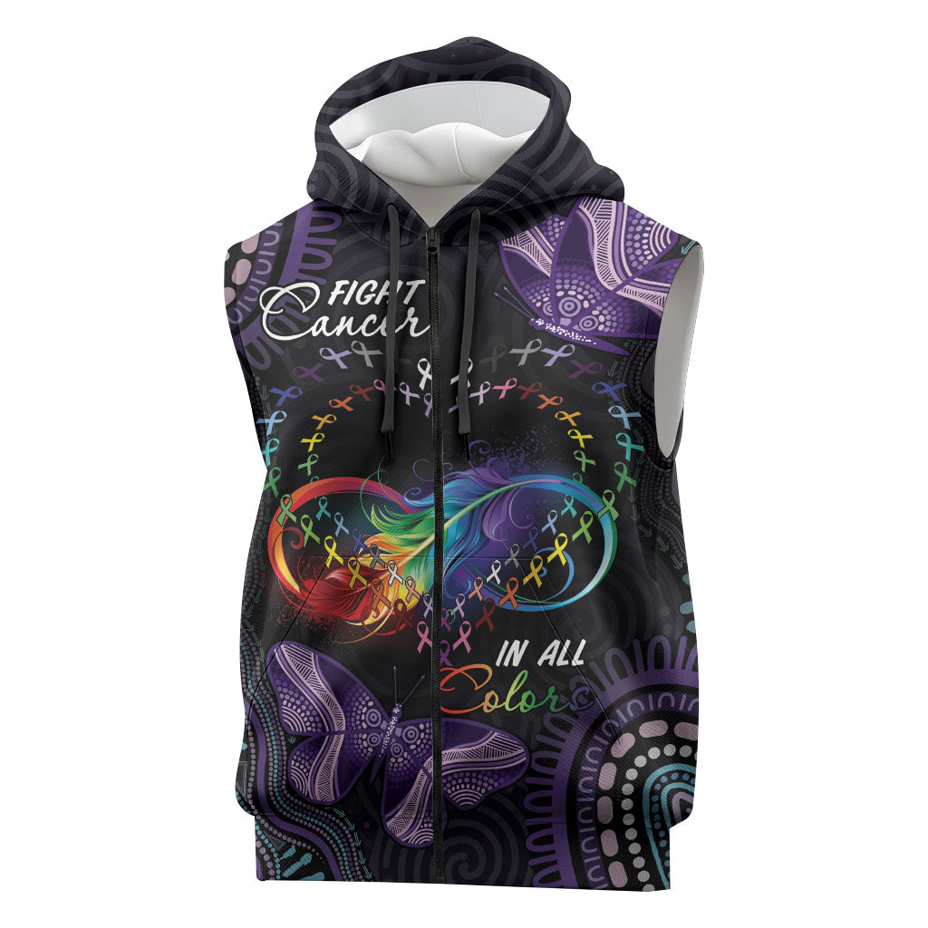 Australia Aboriginal Dot Arts Personalized Sleeveless Zip Hoodie Fight Cancer In All Colors