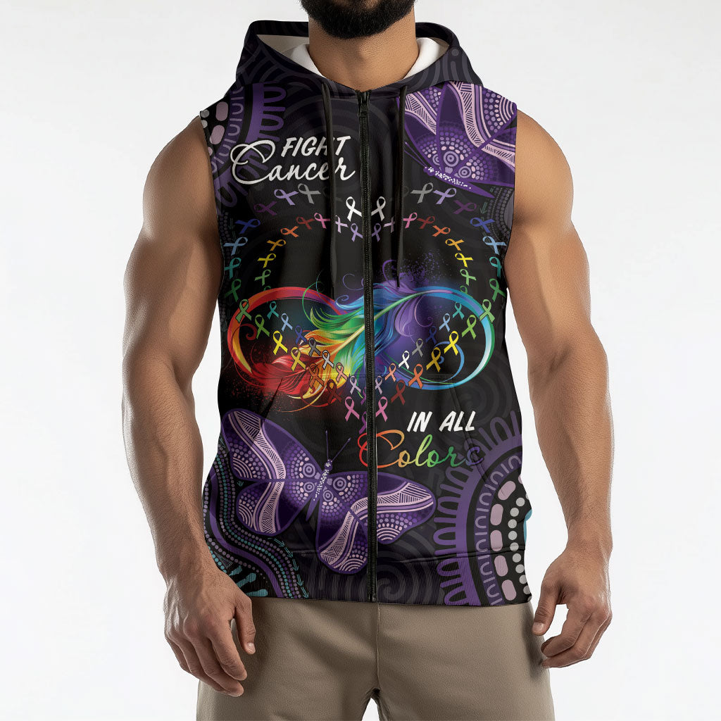 Australia Aboriginal Dot Arts Personalized Sleeveless Zip Hoodie Fight Cancer In All Colors