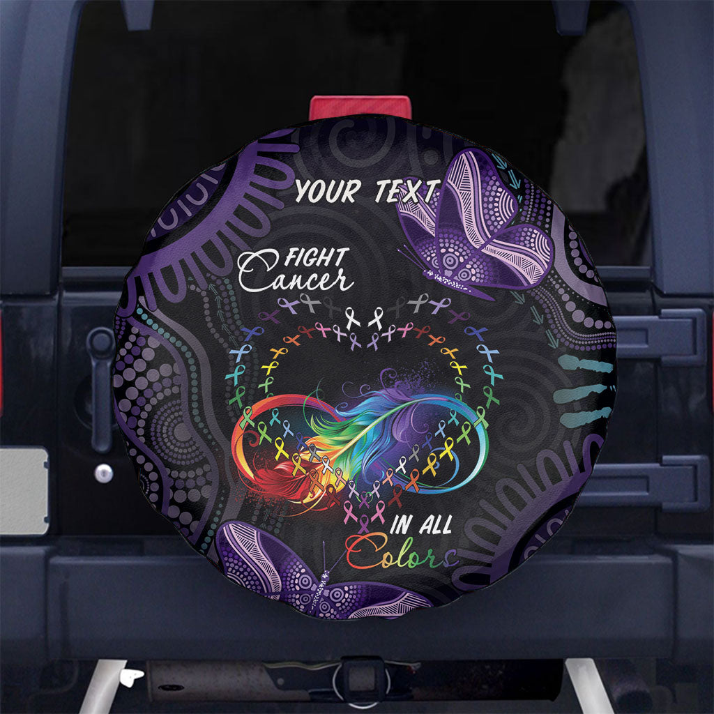 Australia Aboriginal Dot Arts Personalized Spare Tire Cover Fight Cancer In All Colors