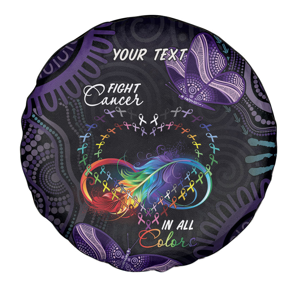 Australia Aboriginal Dot Arts Personalized Spare Tire Cover Fight Cancer In All Colors