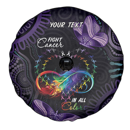 Australia Aboriginal Dot Arts Personalized Spare Tire Cover Fight Cancer In All Colors