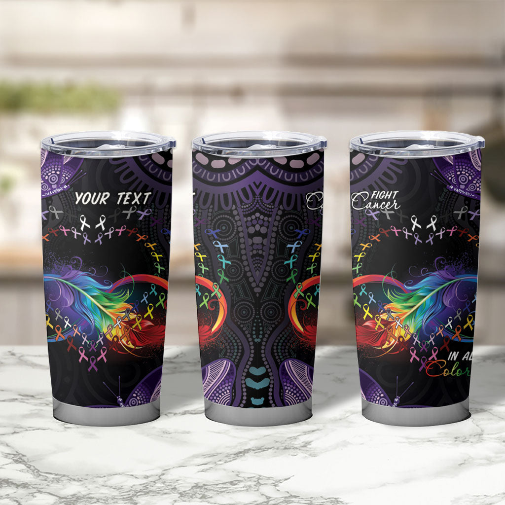 Australia Aboriginal Dot Arts Personalized Tumbler Cup Fight Cancer In All Colors