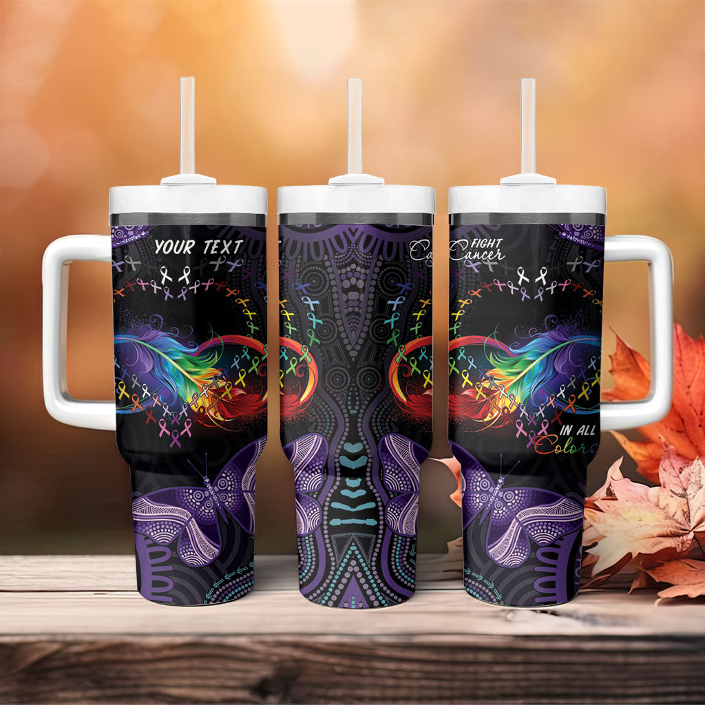 Australia Aboriginal Dot Arts Personalized Tumbler With Handle Fight Cancer In All Colors