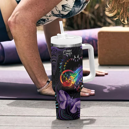 Australia Aboriginal Dot Arts Personalized Tumbler With Handle Fight Cancer In All Colors