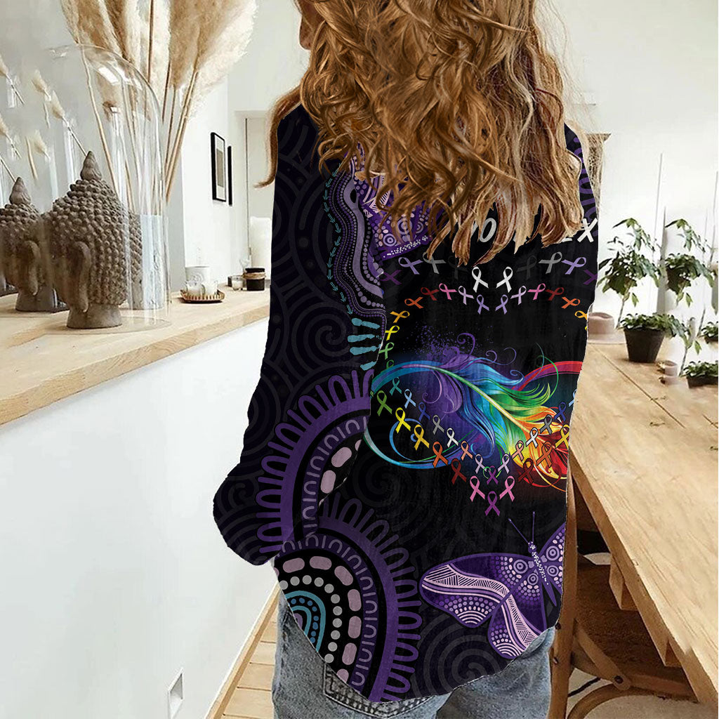 Australia Aboriginal Dot Arts Personalized Women Casual Shirt Fight Cancer In All Colors