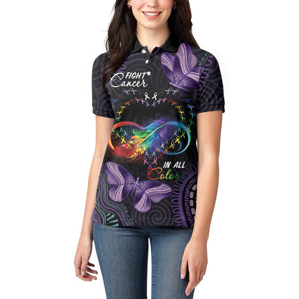 Australia Aboriginal Dot Arts Personalized Women Polo Shirt Fight Cancer In All Colors