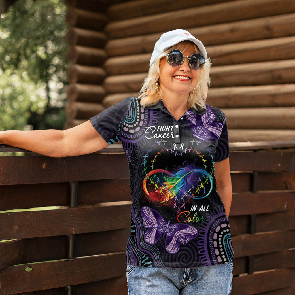 Australia Aboriginal Dot Arts Personalized Women Polo Shirt Fight Cancer In All Colors