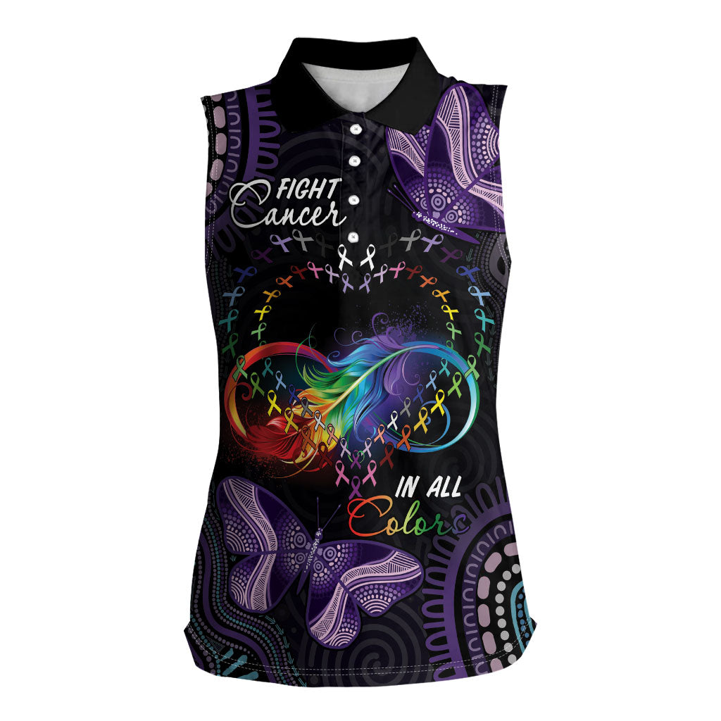 Australia Aboriginal Dot Arts Personalized Women Sleeveless Polo Shirt Fight Cancer In All Colors