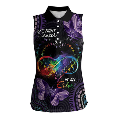 Australia Aboriginal Dot Arts Personalized Women Sleeveless Polo Shirt Fight Cancer In All Colors