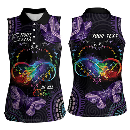 Australia Aboriginal Dot Arts Personalized Women Sleeveless Polo Shirt Fight Cancer In All Colors