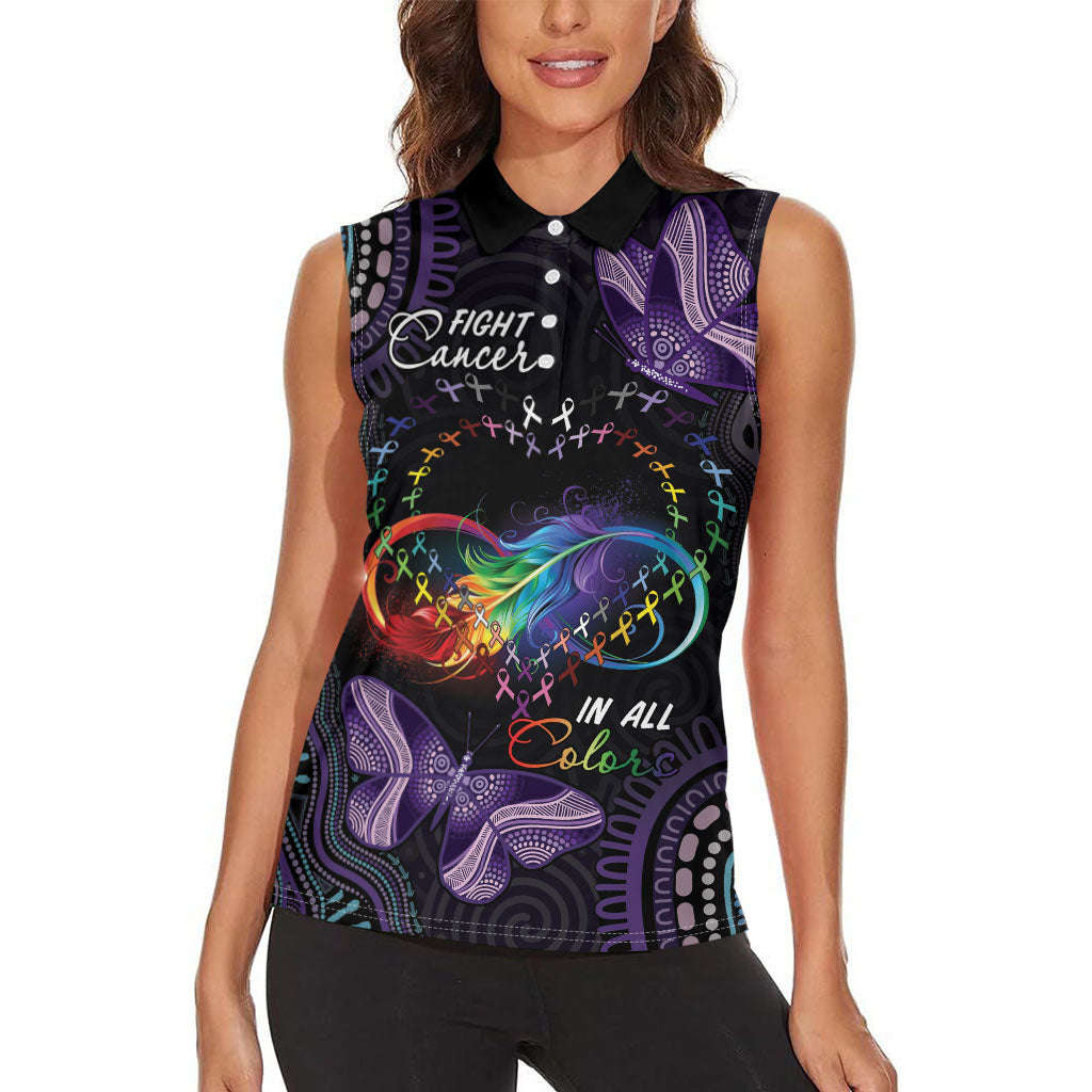 Australia Aboriginal Dot Arts Personalized Women Sleeveless Polo Shirt Fight Cancer In All Colors