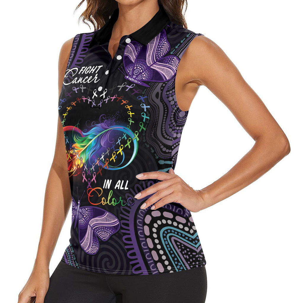 Australia Aboriginal Dot Arts Personalized Women Sleeveless Polo Shirt Fight Cancer In All Colors