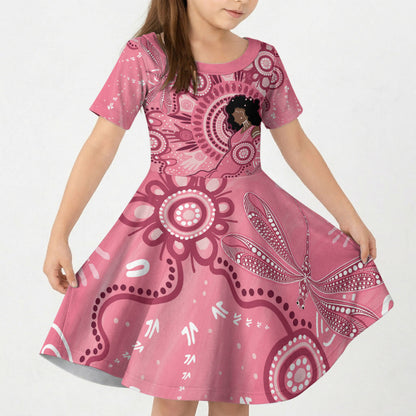 Australia Women's Day Aboriginal Kid Short Sleeve Dress Mother's Love