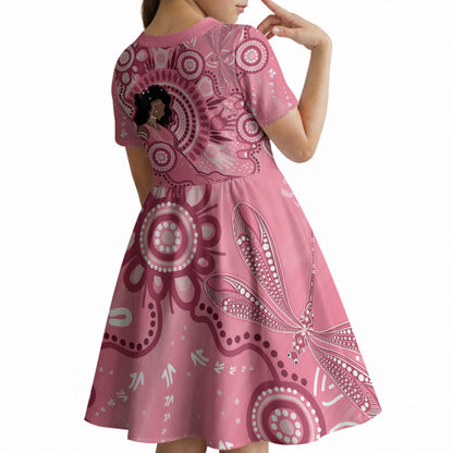 Australia Women's Day Aboriginal Kid Short Sleeve Dress Mother's Love