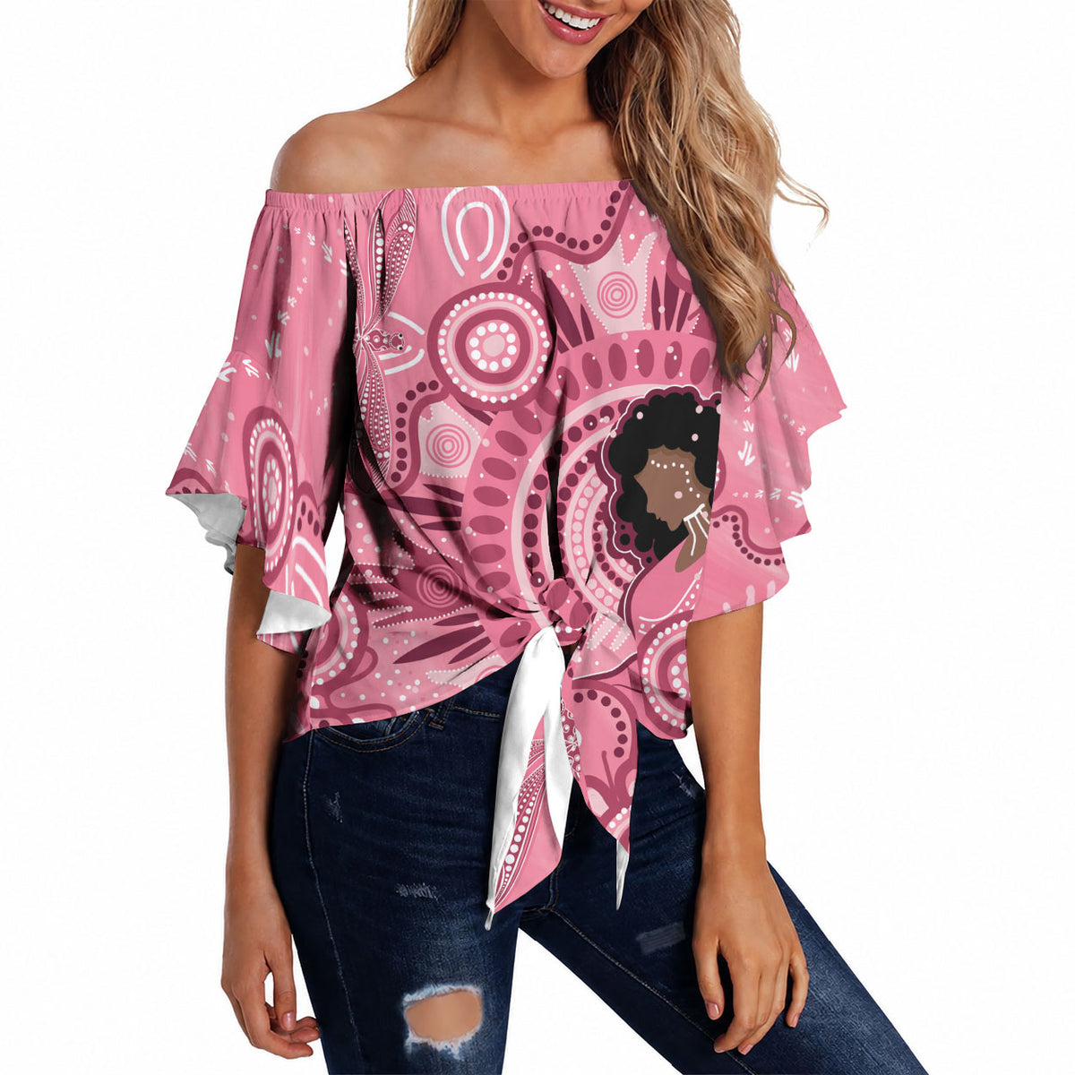 Australia Women's Day Aboriginal Off Shoulder Wrap Waist Top Mother's Love