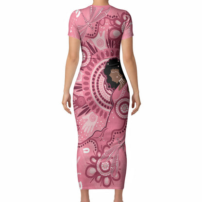 Australia Women's Day Aboriginal Short Sleeve Bodycon Dress Mother's Love