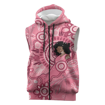 Australia Women's Day Aboriginal Sleeveless Zip Hoodie Mother's Love