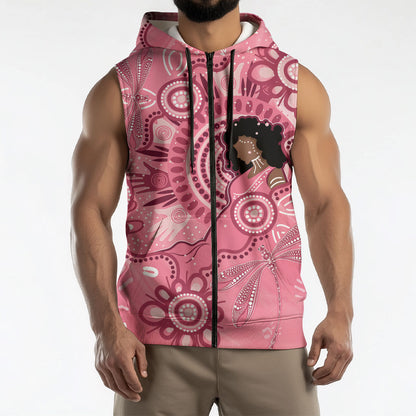 Australia Women's Day Aboriginal Sleeveless Zip Hoodie Mother's Love