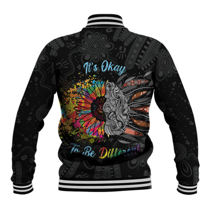 Australia Aboriginal Baseball Jacket Autism It's Okay To Be Different