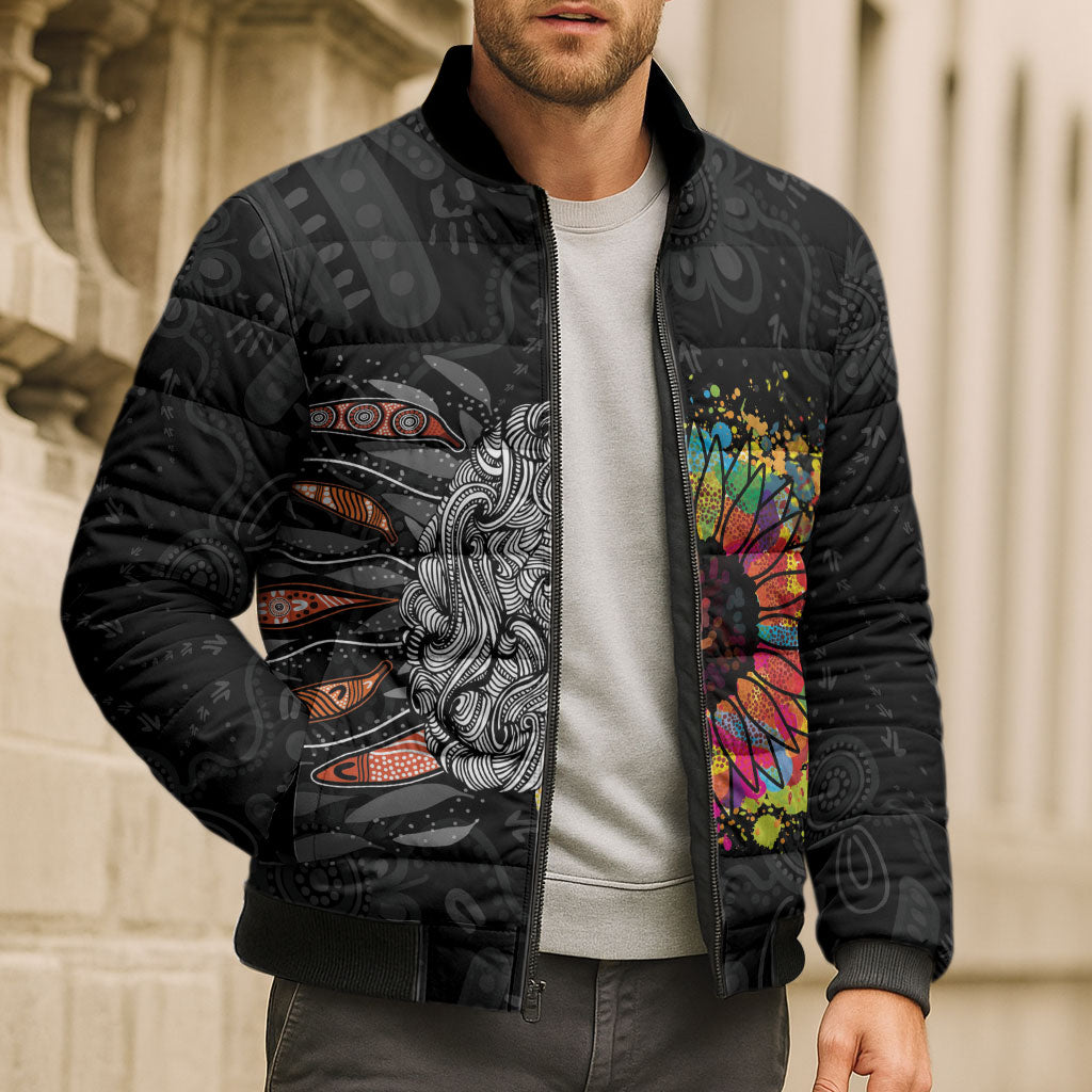 Australia Aboriginal Bomber Puffer Jacket Autism It's Okay To Be Different