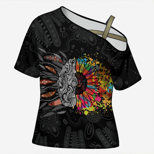 Australia Aboriginal Cross Shoulder Shirt Autism It's Okay To Be Different