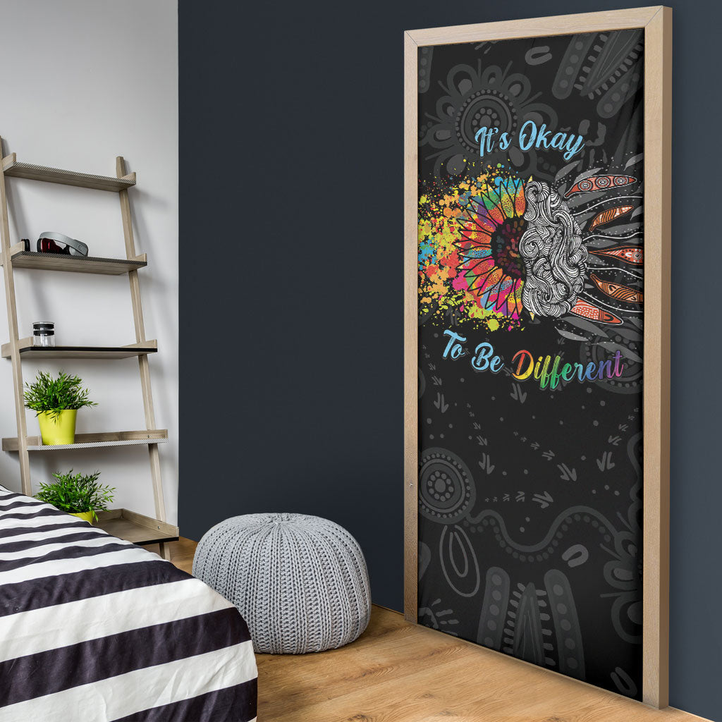 Australia Aboriginal Door Cover Autism It's Okay To Be Different